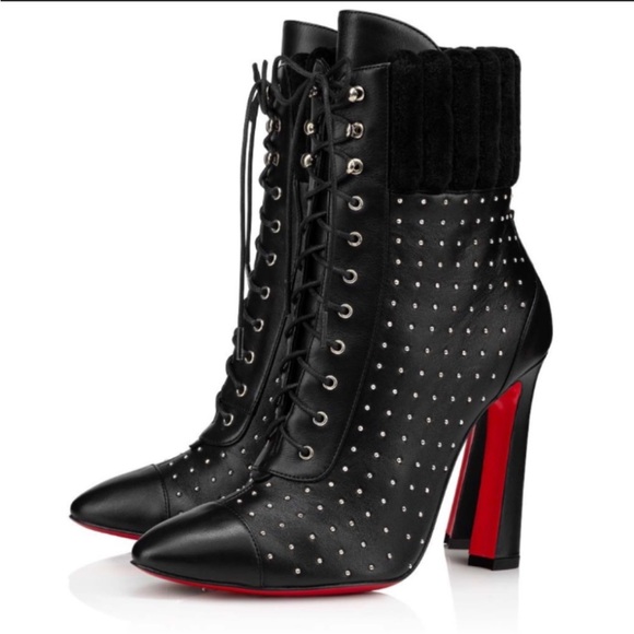 EUC Christian Louboutin Dakita 100 Leather Booties Size 39 - Picture 1 of 9